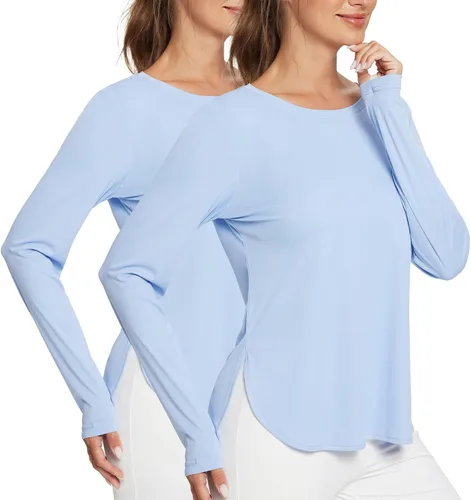 Vista 18 de BALEAF - Camisetas de sol de manga larga para mujer, con FPU 50+, para senderismo, ligeras, de secado rápido, protección contra rayos ultravioleta