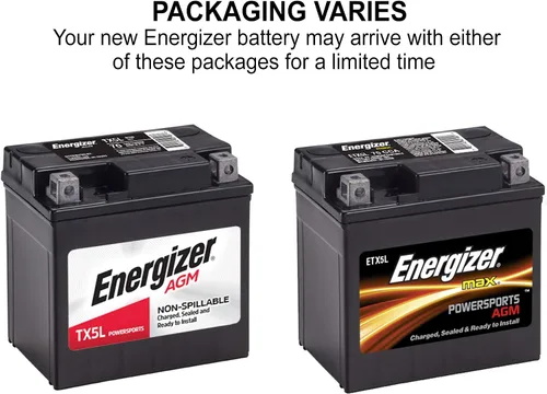 Vista 4 de Energizer TX5L AGM - Batería para motocicleta y ATV de 12 V, 70 amperios de arranque en frío y 4 Ahr, reemplaza: YTX5L-BS y otros, negro