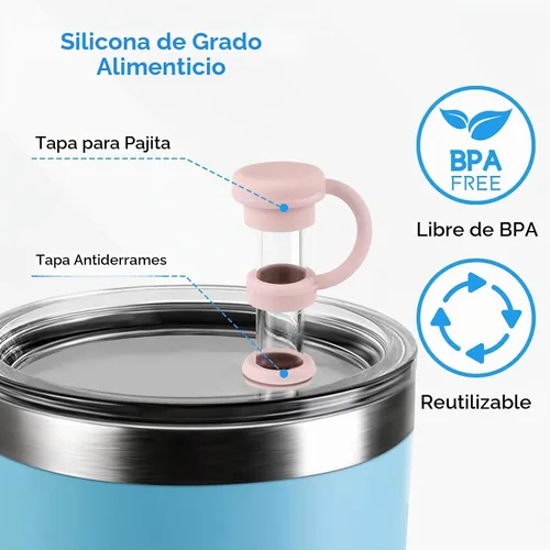 Vista 5 de ERKOON Juego de tapones de silicona para derrames compatible con vasos de paja YETI, accesorios para vasos, funda de popote de silicona, protectores