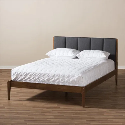 Vista 8 de BOWERY HILL Cama King de tela Mid-Century con plataforma en gris/marrón nogal