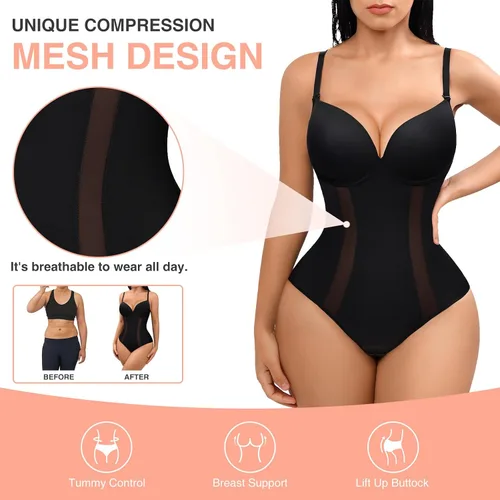 Vista 3 de FeelinGirl Shapewear for Women Tummy Control Slimming Body Shaper Low Back Built-in Bra Fajas