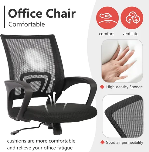 Vista 5 de PayLessHere Silla de Oficina para Computadora Ergonómica Económica Silla de Escritorio Ajustable Cómoda de Respaldo Medio de Trabajo con Ruedas