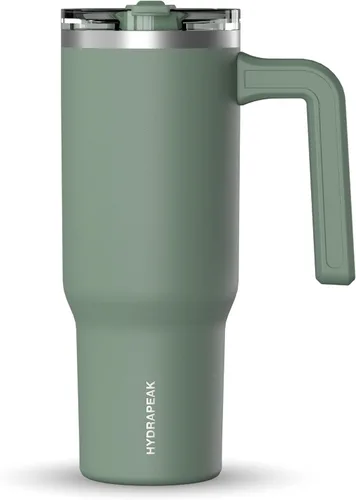 Vista 41 de Hydrapeak Voyager Vaso de 40 oz con Asa y Tapa con Pajita Botella de Agua Reutilizable de Acero Inoxidable Taza de Viaje Compatible con Portavasos