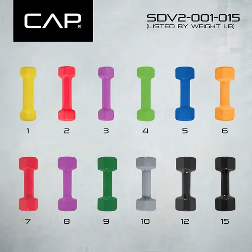 Vista 5 de Cap Barbell - Mancuerna con revestimiento de vinilo 1-15 LB (unidad única o par)