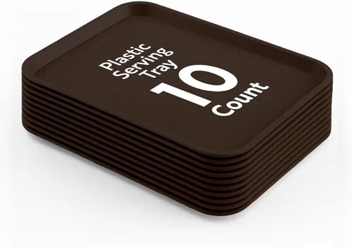 Vista 27 de Restaurantware Bandejas de comida rápida, paquete de 10 bandejas de plástico para cafetería, de 10 x 14 pulgadas, rectangulares verdes, aptas