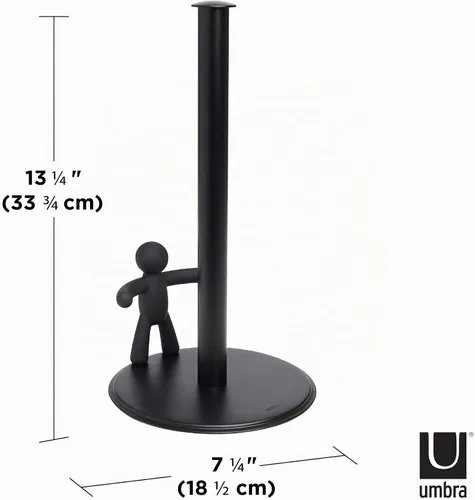 Vista 3 de Umbra Buddy - Toallero de papel para encimera, color negro Se adapta a rollos de toallas de papel estándar, encimera de cocina, baño, uso