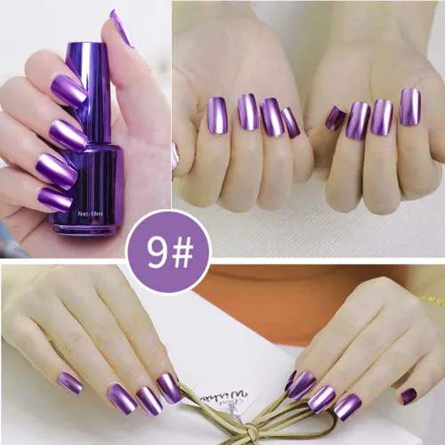 Vista 3 de Esmalte de uñas metálico, herramienta de manicura acrílica para bricolaje, esmalte de uñas de pintura de secado rápido y despega (morado)