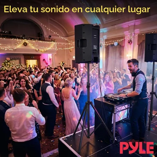 Vista 7 de Pyle Soporte universal para altavoz con montaje de trípode de alta resistencia y altura ajustable de 40" a 71", inserto compatible de 35mm