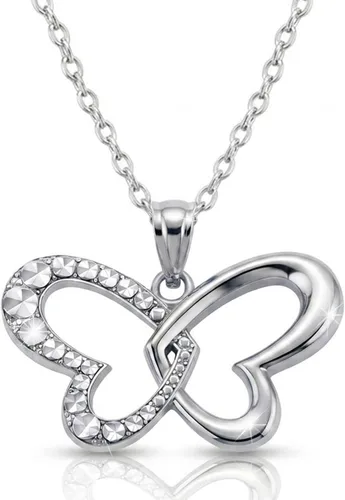 Vista 5 de Charm America - Collar con colgante de mariposa de plata - Plata de ley 925 - Collar ajustable de plata de 16"-18
