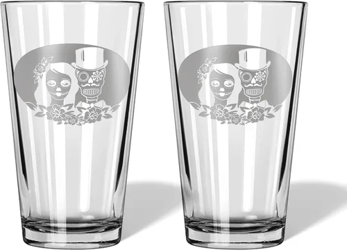Vista 9 de Alterd Industries Calavera de azúcar – Til Death Do Us Part grabado, vasos de tostado, regalos de boda para parejas, calavera de copa de vino