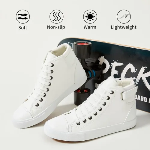 Vista 3 de yageyan Zapatillas altas blancas de los hombres para los zapatos de moda de cuero negro casual de la PU para los hombres