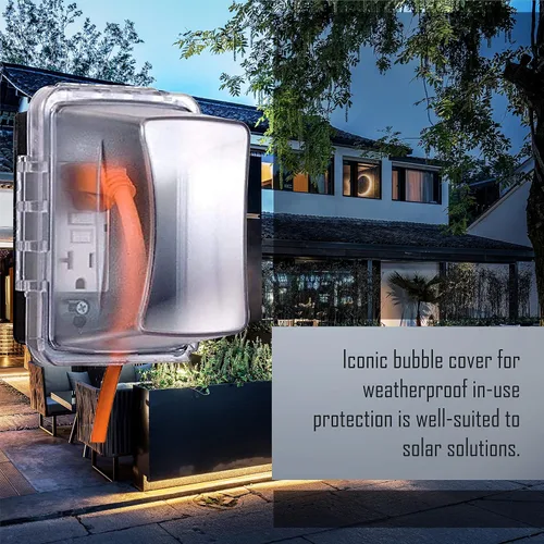 Vista 7 de TayMac MM710C, 4 3/4 pulgadas de profundidad, acabado transparente, 1 gang Horizontal or Vertical Mount, 4.75 in. Deep, Clear Weatherproof Outlet