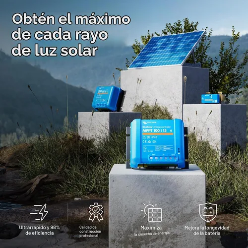 Vista 2 de Victron Energy BlueSolar MPPT Controlador de carga solar - Controladores de carga para paneles solares - 100V, 15 amperios, 12/24 voltios