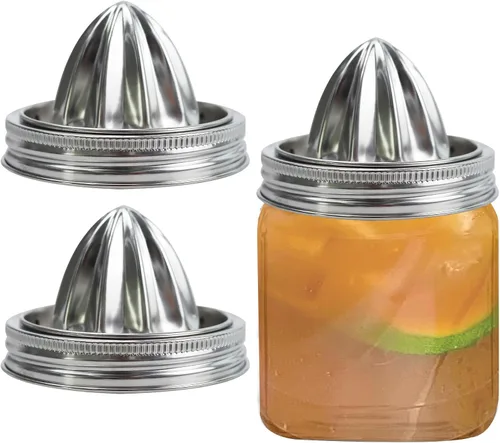 Vista 6 de Tapa de exprimidor de acero inoxidable para frascos de masón, exprimidor manual para limón y naranja, exprimidor de cítricos para tarros Mason