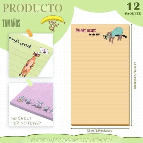 Vista 2 de Hotop - Paquete de 12 bloc de notas divertidas de 5 x 3 pulgadas, lindas notas adhesivas, regalos divertidos para compañeros de trabajo, profesores