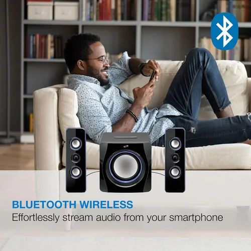 Vista 3 de iLive Electronics Sistema de altavoces Bluetooth con subwoofer integrado, 7.28 x 8.86 x 7.28 pulgadas, negro (iHB23B)