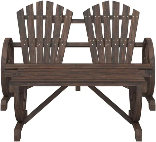Vista 5 de Juego de salón de jardín de 4 piezas para exteriores, madera de abeto maciza, acabado de madera quemada marrón para patio, balcón y patio trasero