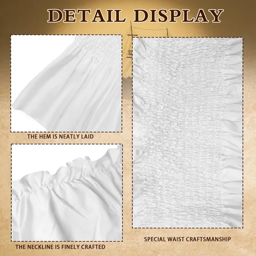 Vista 5 de SHOHOKU 7 piezas de disfraz de pirata para mujer, blusa renacentista, blusa con corsé, cinturón de cintura, falda pirata, traje de cosplay de pirata