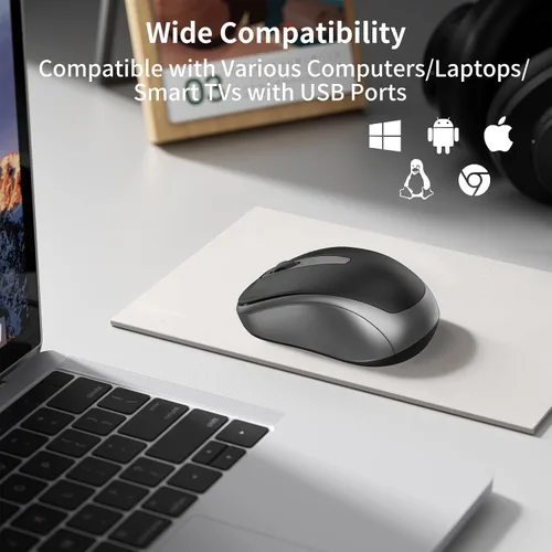 Vista 7 de Ratón inalámbrico ergonómico pequeño, silencioso USB inalámbrico para computadora, color negro Suitable for Small to Medium-Sized Hands, Quiet