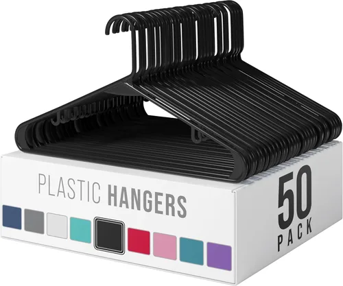 Vista 9 de Perchas de plástico, paquete de 50 perchas color aguamarina, son perfectas para colgar abrigos y ahorrar espacio en general para clósets y nuevos