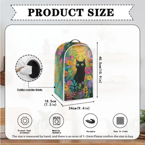 Vista 4 de doginthehole 2 Slice Toaster Cover and Blender Dust Cover Abstract Black Cats Small Appliance Covers Set of 2 Washable Stand Mixer Bread Maker