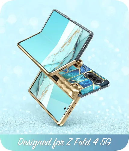 Vista 6 de i-Blason Cosmo Series - Funda para Samsung Galaxy Z Fold 4 con soporte para bolígrafo (2022), elegante funda protectora Fold 4 con protector