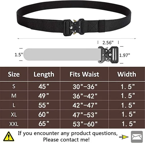 Vista 6 de MOZETO Tactical Belts for Men Military Style Work Hiking Riggers Web Gun Belt with Heavy Duty Quick Release Metal Buckle