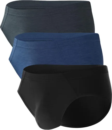 Vista 9 de BAMBOO COOL Men's Underwear Briefs No-Roll Waistband Underwear Breathable Briefs with 3D Pouch Tagless Panties for Men Negro (paquete de 3)