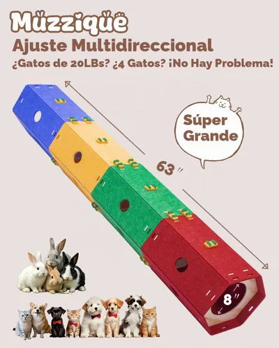 Vista 8 de Túnel engrosado del gato del fieltro, cueva modular conectable del conejo de la cama del escondite del gato