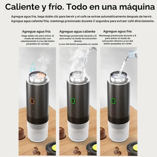 Vista 7 de Cafetera espresso portátil para viajes con estuche – Cafetera de viaje autocalentable con USB-C, compatible con café molido, cápsulas NES y DG
