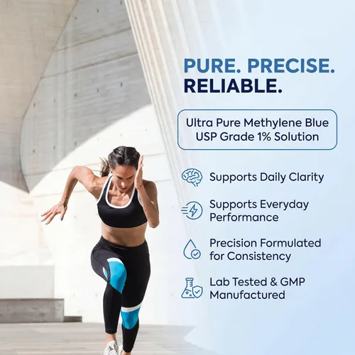 Vista 2 de Blue Essence - Gotas líquidas azul de metileno de 10 mg Grado USP, cuentagotas precisos, apoyo cognitivo y celular, sin OMG, vegano, 2.0 fl oz
