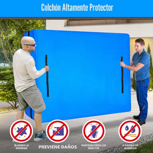 Vista 7 de Bolsa de colchón MorTime para mudanza y almacenamiento, bolsa de almacenamiento de colchón con cremallera y 8 asas de transporte resistentes