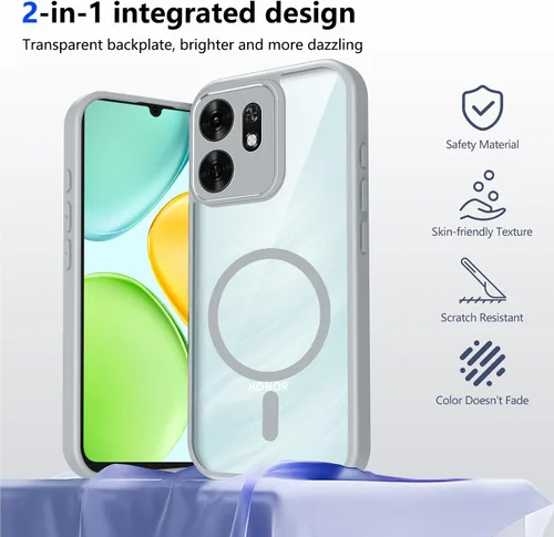 Vista 219 de Funda magnética transparente compatible con Xiaomi 17T, color negro 2 en 1 PC + TPU cubierta de teléfono a prueba de golpes, carcasa protectora