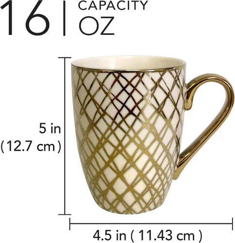 Vista 6 de Juego de Tazas de Café y Té de Porcelana Matrix Gold – Porcelana Fina Premium con Elegante Acabado Chapado en Oro, Vajilla de Lujo para Comidas