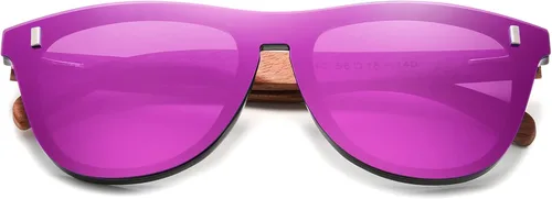 Vista 2 de KINGSEVEN Bubinga B5510 - Lentes de sol polarizados, retro, vintage, diseño elegante para hombres y mujeres, lente espejada