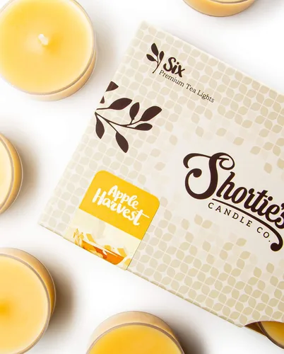 Vista 2 de Paquete de 3 velas de té de manzana, 18 velas perfumadas (cosecha, caramelo, tarde) - Colección de panadería y frutas