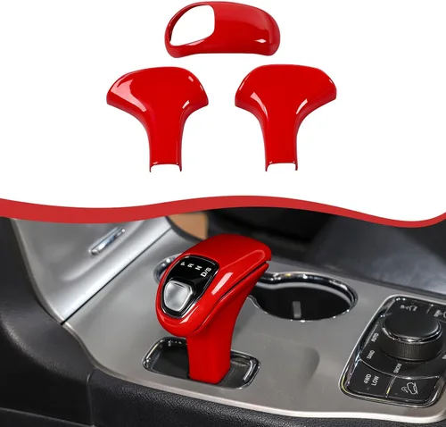 Vista 8 de Jimen Compatible con Jeep Grand Cherokee 2014-2015, 3 piezas de cubierta de pomo de cambio (fibra de carbono)