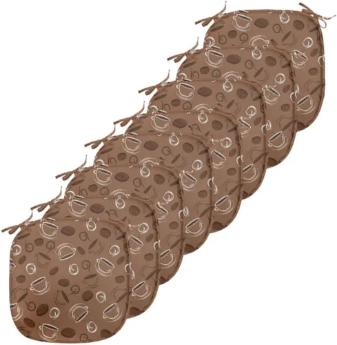 Vista 35 de Lunarable Cojín de asiento para silla de café, siluetas de taza de café expreso con frijoles fuente de cafeína, ilustración de bebidas gourmet