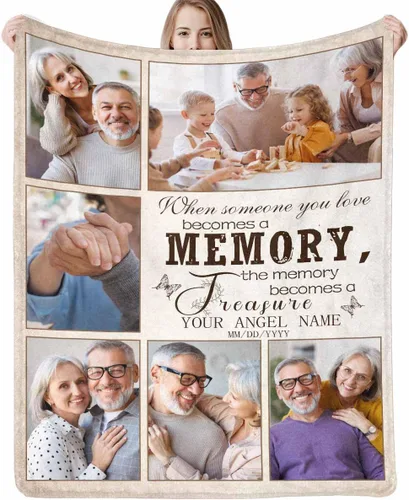 Vista 7 de Artsadd Manta conmemorativa personalizada en memoria amorosa de mamá, papá, padre, abuela, abuelo, nana, manta personalizada con foto, nombre