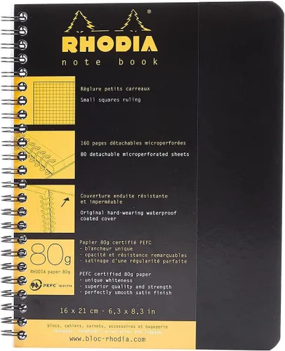 Vista 9 de Rhodia 193039C - Cuaderno de anillas (encuadernación completa) Negro - A4+ - Cuadrícula de puntos - 160 páginas extraíbles - Papel Clairefontaine