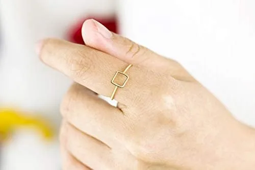 Vista 3 de LOYJOY Geometric Square Midi Rings For Women Men Jewelry Minimalist Anillos Gold Color Stacking Rings Bisuteria Anel