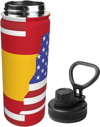Vista 2 de American Spain Flag Insulated Stainless Steel Kettle Print Funny Water Bottle Insulated Ideal for Sports and Travel