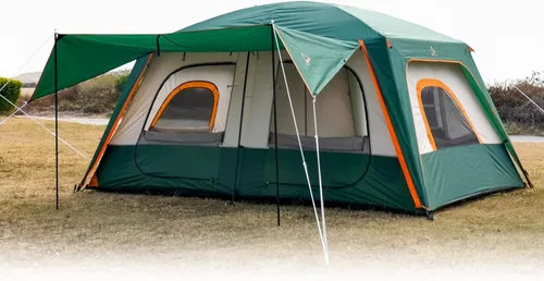 Vista 13 de KTT Extra Large Tent 10-12-14 Person(B),Family Cabin Tents,2 Rooms,3 Doors and 3 Windows with Mesh,Straight Wall,Waterproof,Double Layer,Big Tent