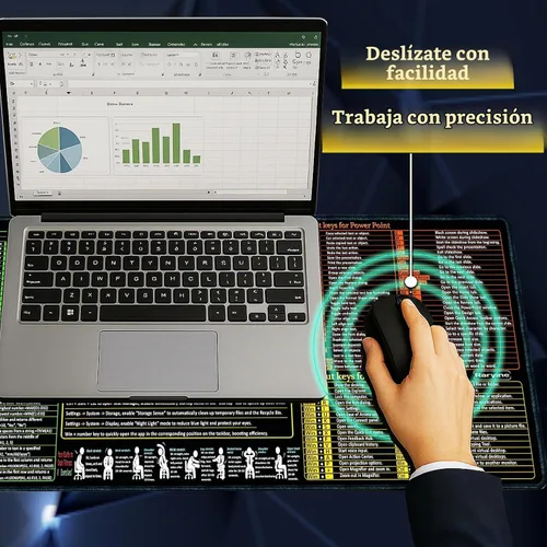 Vista 4 de Alfombrilla para mouse Excel/Word/Power Point/Windows, antideslizante e impermeable, alfombrilla de escritorio grande para juegos de oficina, más