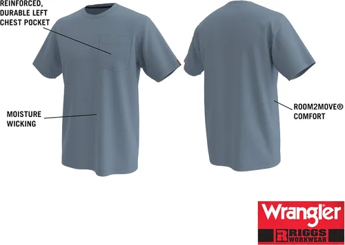 Vista 5 de Wrangler Riggs Workwear Camiseta de manga corta con bolsillo para hombre Negro