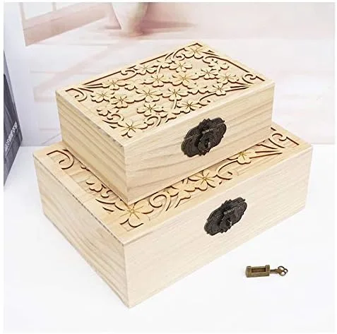 Vista 3 de Mocohana - Caja de madera para tesoro, caja para guardar joyas, tarjetas de colección, regalos y decoración del hogar