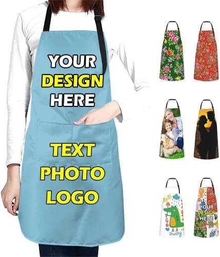 Vista 26 de Delantales impermeables personalizados para diseñar tu propia imagen, logotipo, texto, añadir fotos, delantal para cocinar hornear, 33 x 27.5