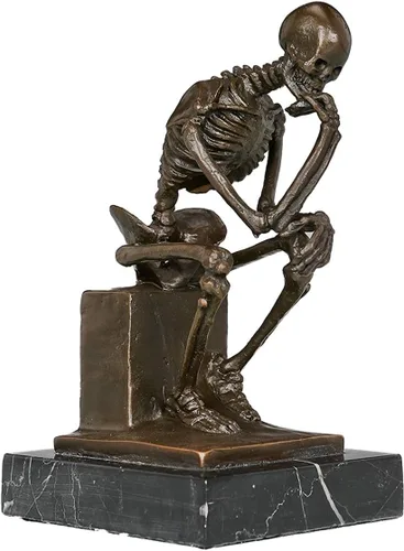 Vista 3 de Estatuas de bronce de esqueleto pensador esculturas de Rodin TPE-998 Figuras de metal para decoración del hogar, 10 piezas