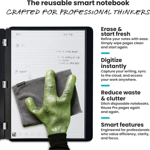 Vista 4 de Rocketbook Pro Smart - Cuaderno reutilizable, ejecutivo, 7 x 9, color negro