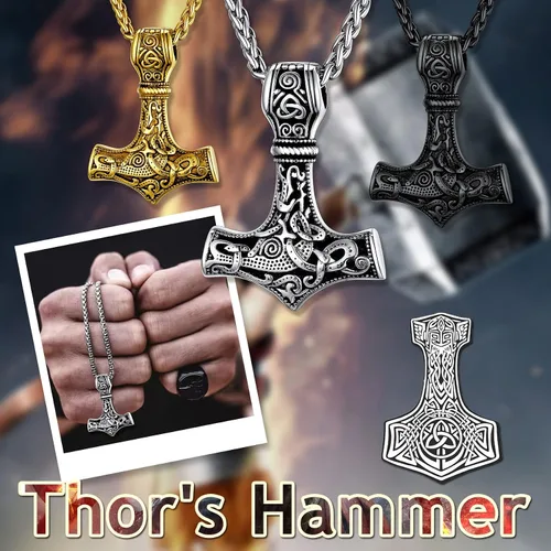Vista 6 de Bestyle Collar y pulsera de martillo de Thor Viking para hombre genial
